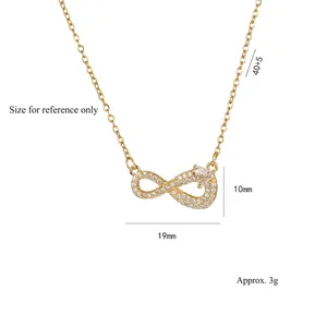 Collier pendentif infini et cœur doré serti de zircons avec chaîne réglable de 45cm