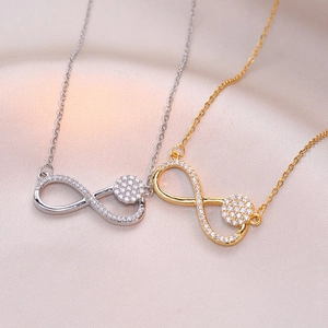 Infinity Symbol Pendant Necklace Stainless Steel Pave Zircon Inlay Elegant Clavicle Chain Jewelry For Women