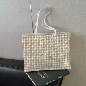 Women Fashion Woolen Tote Bag Houndstooth Zebra Pattern Large Capacity Shoulder Bag For Daily Commuting Shopping Handbag