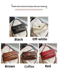 Collection de sacs carrés rétro en noir, blanc cassé, marron, café et rouge vif