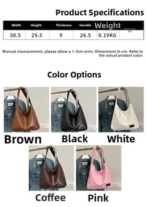 Détails montrant cinq couleurs de ce grand sac cabas léger en similicuir souple