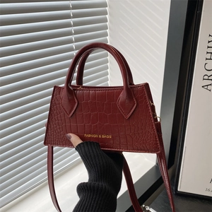 Vintage Women Crocodile Pattern PU Leather Shoulder Bag Urban Minimalist Large Capacity Crossbody Handbag With Top Handle