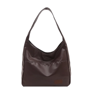 Grand sac cabas marron foncé en similicuir pour femme avec poche frontale épurée