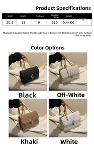Specifiche dettagliate sulle dimensioni e colori della borsa a tracolla trapuntata
