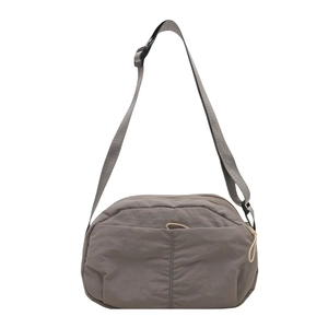 Lightweight nylon crossbody bag with adjustable strap and large capacity in dark grey
