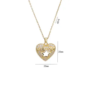 Collana a cuore dorata MAMA con pietre pavé e catena regolabile per la festa della mamma