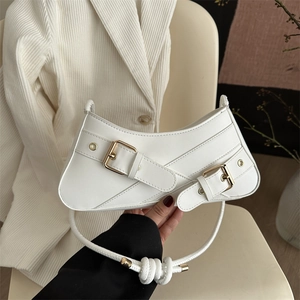 Petit Sac Carré Retro Femme en Cuir PU Mode Urbaine Sac sous le Bras Avec Doubles Boucles Bandoulière Nouée Sac à Épaule