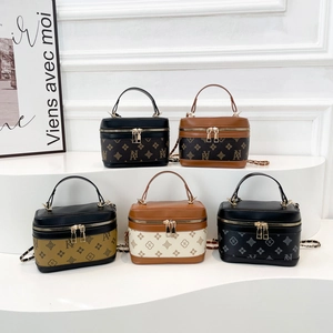 Classic monogram box handbags in five colors with metal chain straps and top handles