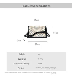 Detailed size parameters of Chinese floral crossbody bag 22x14x7cm weighing 0.28kg