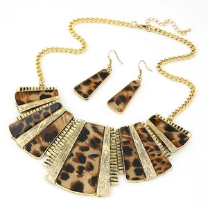 Bijoux Imprimé Léopard Vintage Alliage Résine Collier Plastron Boucles D'oreilles Bohème Style Géométrique Accessoires Mode Femmes