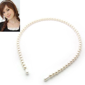 Elegante cerchietto con perle bianche da donna con design a perline e finitura lucida