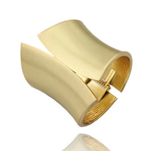 Wide Metal Bangle Bracelet Alloy Brushed Matte Gold Punk Exaggerated Geometric Hinged Cuff Fashion Jewelry For Women