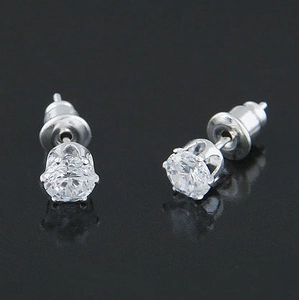 Round Zircon Stud Earrings Alloy Sparkling Cubic Zirconia Classic Minimalist Jewelry Elegant Gift For Women