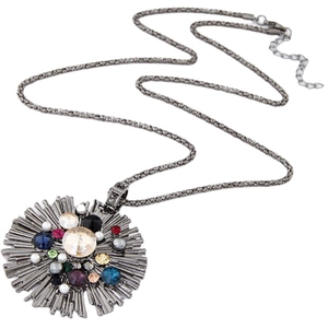 Sautoir Collier Pour Femmes Bohème Pendentif Tournesol Alliage Strass Multicolore Fausse Künstliche Perle Bijoux Rétro