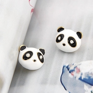Boucles D'oreilles Panda Alliage Émail Strass Bijoux Animaux Pour Femmes Filles Mignon Accessoire De Mode