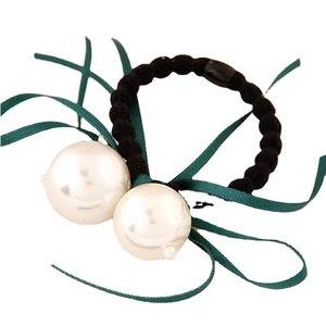 Élastiques À Cheveux Élégants Avec Fausses Künstliche Perles Et Nœud En Ruban De Satin Corde À Cheveux Haute Élasticité
