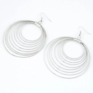 Minimalist silver multi-layered hoop earrings with cascading concentric circles