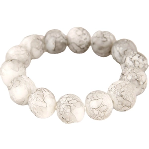 Bracciale da Uomo con Perline in Vetro Perle di Preghiera Buddiste Stile Etnico Marmo Trama a Fiocco di Neve Bracciale Elastico Gioielli