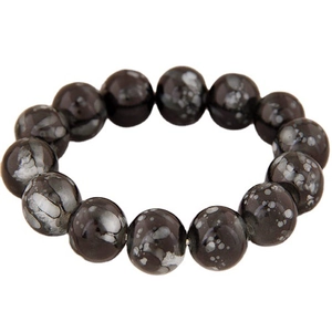 Polished snowflake obsidian beaded bracelet with 10-12mm round stones for men and women