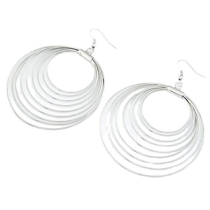 Multi Layer Hoop Dangle Earrings Geometric Alloy Concentric Circles Exaggerated Retro Bohemian Style For Women