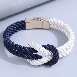 Woven Rope Bracelet With Alloy Magnetic Clasp Nautical Knot Handwoven Casual Sporty Jewelry Accessory
