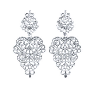 Vintage Hollow Dangle Earrings Alloy Lace Flower Pattern Heart Shape Palace Style Elegant Jewelry For Women