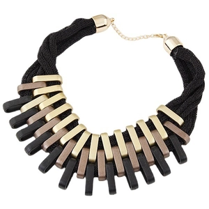 Statement Halsketting voor Vrouwen Meerstrengs Geweven Koord Geometrische Rechthoekige Plastic Hanger Party Mode Sieraden