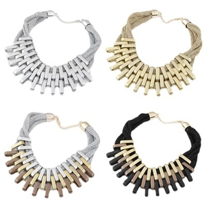 Bohemian geweven touw ketting set in goud, zilver en gemengde metaalkleuren