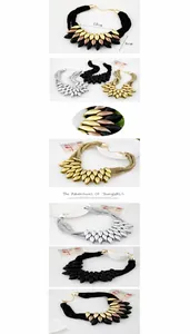 Detailed size map and dimensions for the layered woven bead leaf statement necklace