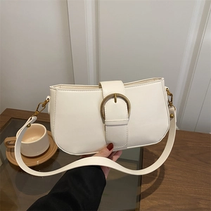 Sac Sous le Bras Vintage en Cuir PU Avec Boucle en Métal Rétro Détail Lettre Petit Sac à Épaule Femme Quotidien