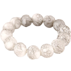 Minimalist white turquoise marble texture beaded bracelet on white background