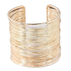 Multilayer Metal Wire Wide Open Cuff Bracelet Geometric Exaggerated Alloy Minimalist Bangle Jewelry For Women