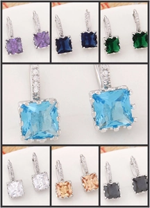 Leverback Hoop Earrings With Geometric Square Round Cubic Zirconia Copper Fashion Jewelry For Women Elegant Accessory
