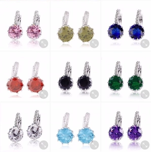 Cubic Zirconia Leverback Earrings Alloy Rhinestone Elegant Geometric Round Square Dangle Jewelry For Women