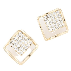 Elegant geometric square stud earrings with shimmering crystals and gold-plated frames