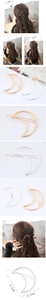 Détail de la pince à cheveux lune en métal doré et argenté avec dimensions de 5,3 cm