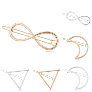 Pinces à Cheveux Géométriques en Métal et Alliage Minimalistes pour Femmes Infini Lune Triangle Or Argent Mode Barrettes