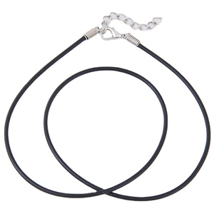 Minimalist black leather cord necklace with adjustable silver lobster clasp and chain