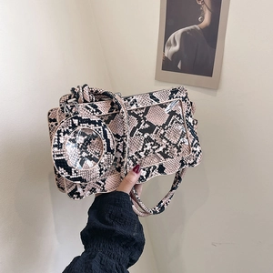 Sac À Bandoulière Motif Serpent Cuir PU Avec Petite Pochette Ronde Imprimé Python Chic Sac À Main Pour Femmes Mode