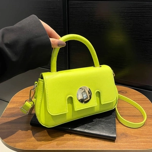 Women Fashion PU Leather Small Square Bag Large Round Metal Buckle Versatile Crossbody Handbag Single Handle Shoulder Bag For Daily Use