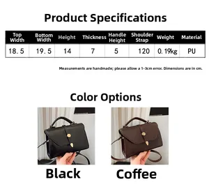 Tableau des tailles et dimensions de la pochette carrée minimaliste en cuir PU avec sangle