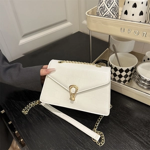 Women Crocodile Pattern PU Leather Crossbody Bag Fashion Gold Chain Shoulder Bag Small Square Messenger Bag Lady Handbag