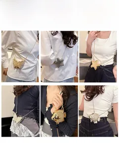 Chic fish-shaped evening bags in gold and silver showing various carrying styles