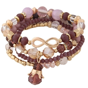 Ensemble de bracelets bohèmes multicouches avec perles de cristal et symbole infini