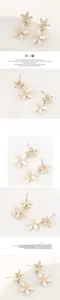 Vues détaillées des boucles d'oreilles double fleur avec pétales opales et cristaux