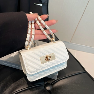 Women Mini PU Leather Quilted Crossbody Bag With Metal Chain Strap And Gold Lock Small Square Handbag For Daily Party Fashion