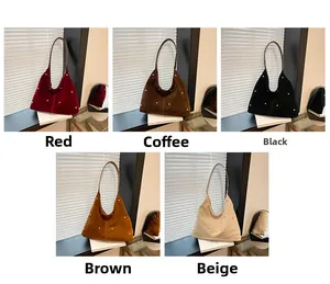 Sacs à main en velours avec perles en rouge, café, noir, marron et beige