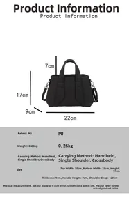 Detailed size guide and specifications for the stylish PU leather bucket handbag
