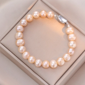 Freshwater Pearl Bracelet Elegant Natural Pink Pearls With S925 Sterling Silver Bean Clasp Trendy Jewelry For Women