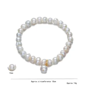 Elegant natural freshwater pearl bracelet with large pearl pendant on white background
